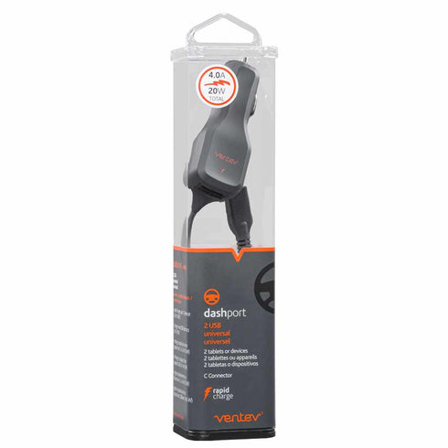 Ventev 554724 Car Charger USB-C 4A w/extra USB